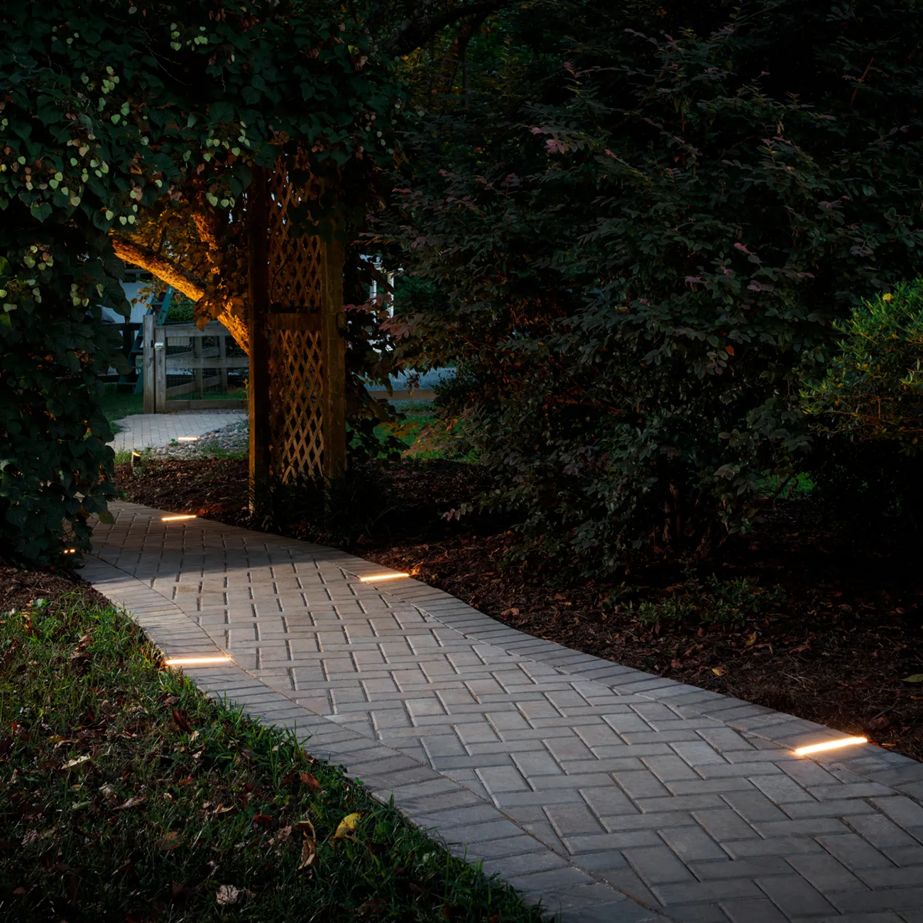 Paver Walkway with Path Lighting