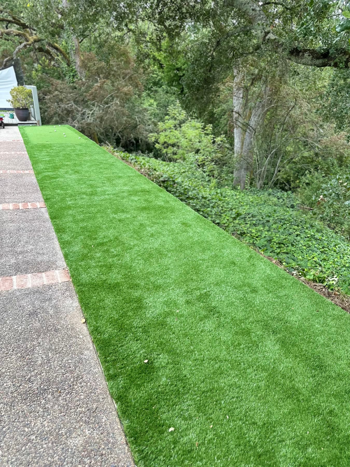 Paver walkway bordered by artificial turf in a front yard in Orinda, CA, installed by Royal Outdoor Solutions